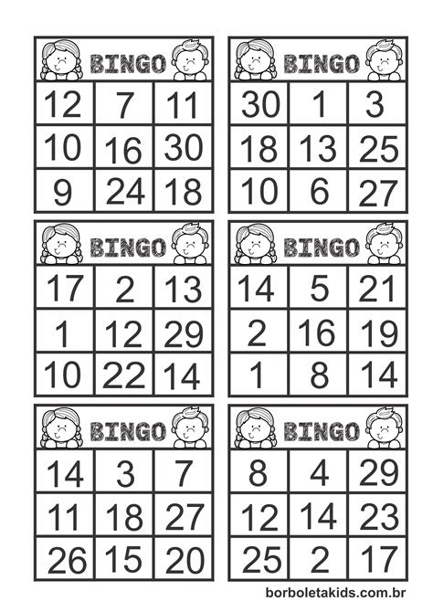 bingo de números até 20